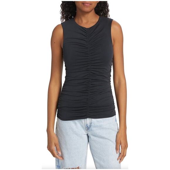 Rag & Bone Christy Ruched Tank in Black - Picture 1 of 12